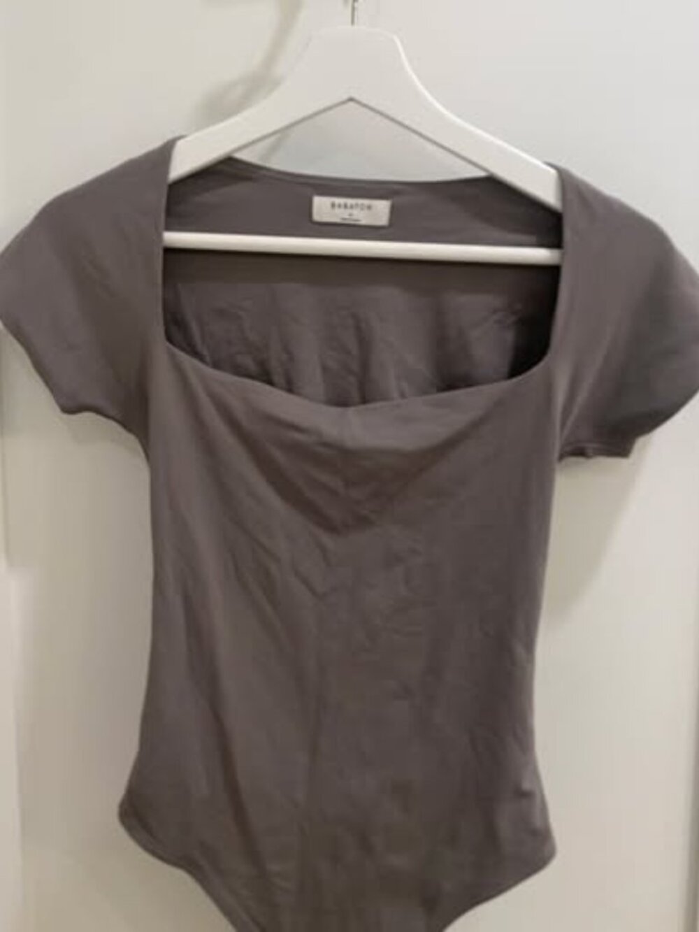 Babaton Contour Square-Neck Bodysuit (Taupe/Grey-Brown) * Size: S